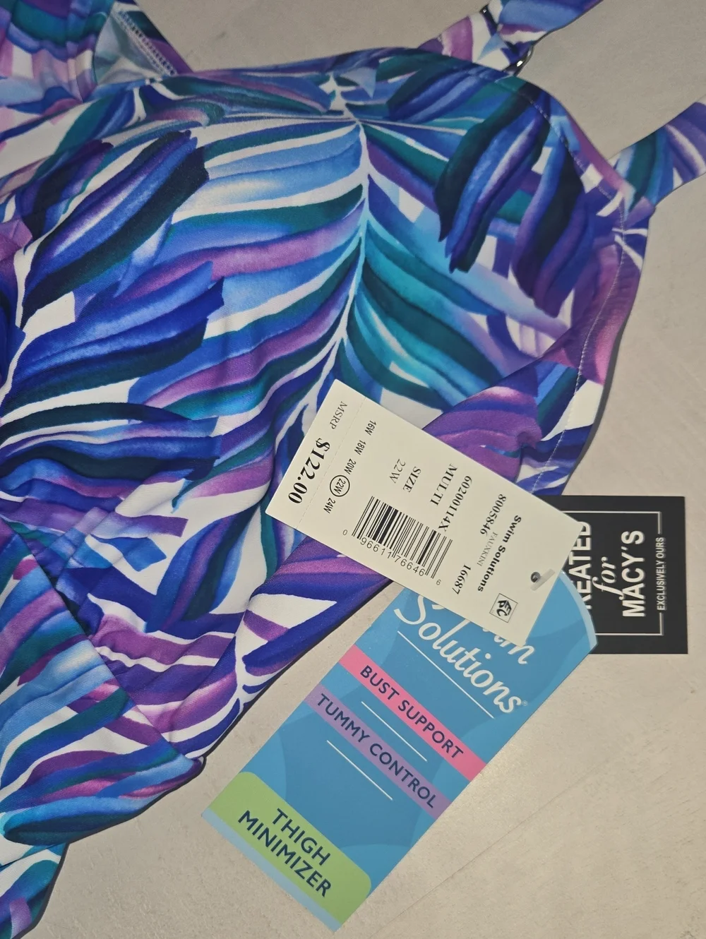 Swim Solutions Ruffle One-Piece Swimsuit Bust Support Tummy Control  NWT - Picture 2 of 7